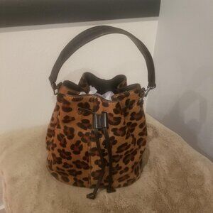 Elizabeth and James Cynnie Calf Hair Leopard Bucket Bag